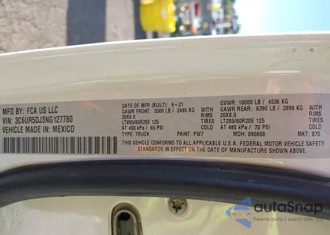 2022 Ram 2500 Big Horn 4X4 6'4 Box from USA, damaged, VIN 3C6UR5DJ3NG127780